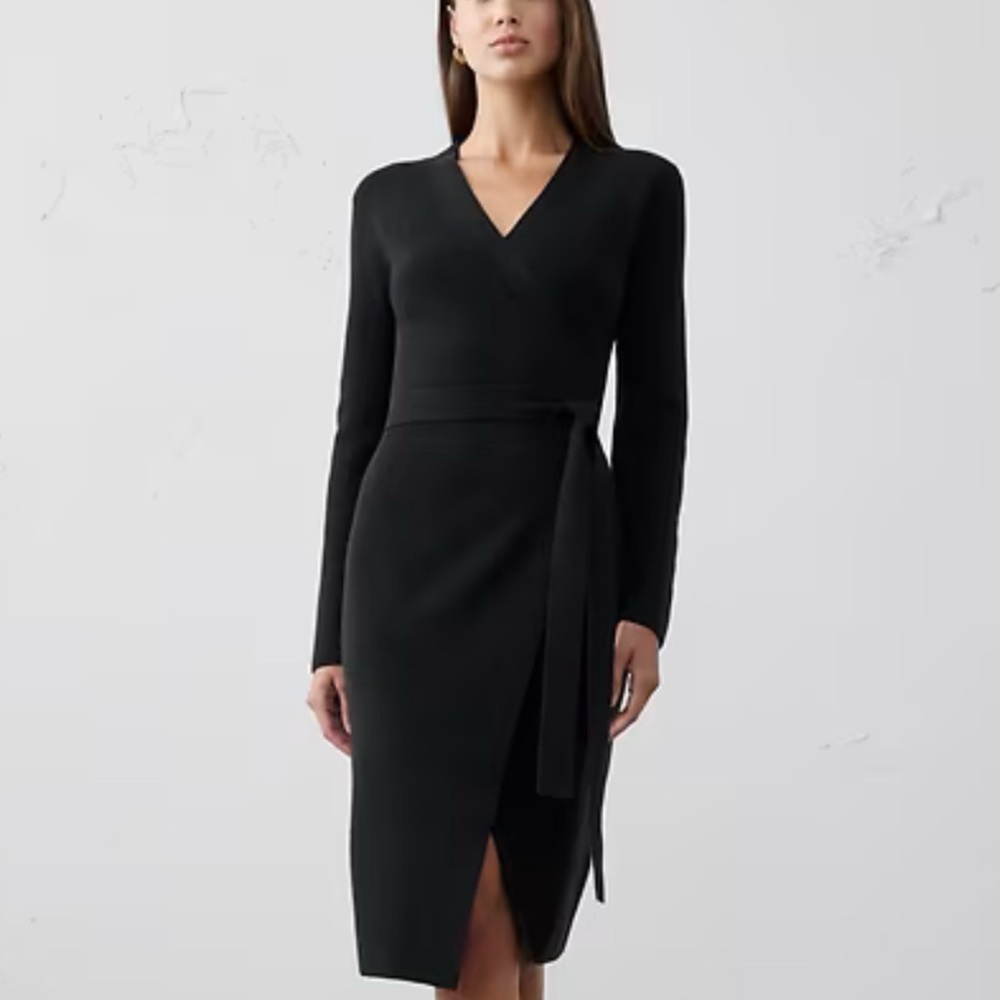 Banana Republic Black Long Sleeve Sweater Wrap- Dress